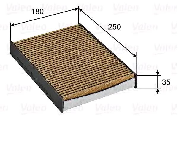 VALEO 701032 Pollen filter Activated Carbon Filter with polyphenol, with fungicidal effect, with anti-allergic effect, 180 mm x 250 mm x 35 mm, CLIMFILTER SUPREME