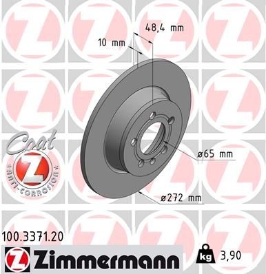 ZIMMERMANN COAT Z 272x10mm, 6/5, 5x100, solid, Coated Ø: 272mm, Rim: 5-Hole, Brake Disc Thickness: 10mm Brake rotor 100.3371.20 buy