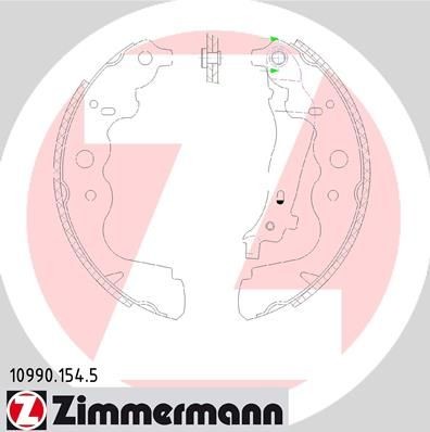 ZIMMERMANN 10990.154.5 Brake Shoe Set 228 x 42 mm, with lever, Photo corresponds to scope of supply