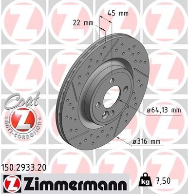 Original 150.2933.20 ZIMMERMANN Brake disc set MINI