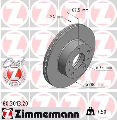 ZIMMERMANN COAT Z 180.3013.20 Brake disc 4249E2