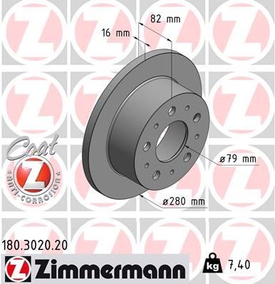 ZIMMERMANN COAT Z 180.3020.20 Brake disc 4249E7