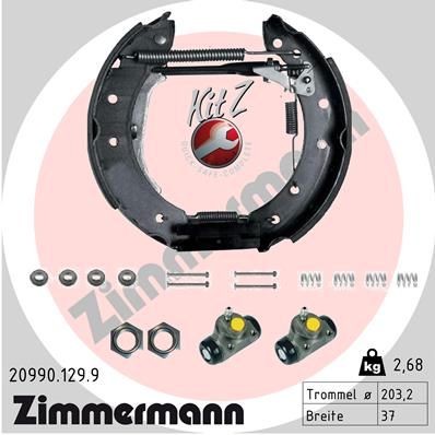Original 20990.129.9 ZIMMERMANN Brake drums and shoes RENAULT
