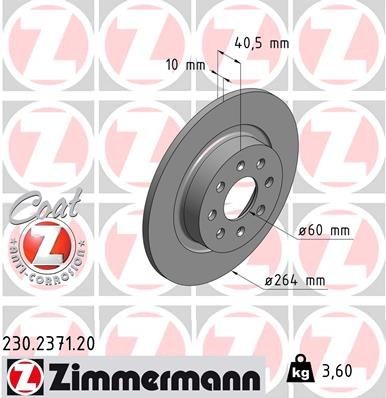 Opel CORSA Brake discs and rotors 7890805 ZIMMERMANN 230.2371.20 online buy