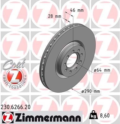 ZIMMERMANN COAT Z 230.6266.20 Brake disc 2996121