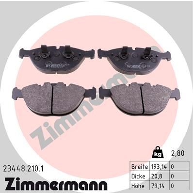 23448 ZIMMERMANN Photo corresponds to scope of supply Height: 79mm, Width: 193mm, Thickness: 21mm Brake pads 23448.210.1 buy
