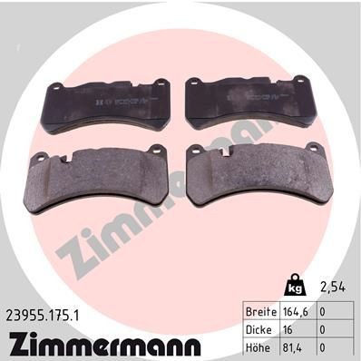 ZIMMERMANN 23955.175.1 Brake pad set prepared for wear indicator, Photo corresponds to scope of supply
