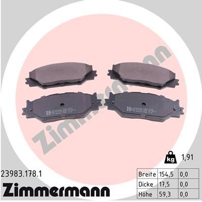 Lexus NX Set of brake pads 7890834 ZIMMERMANN 23983.178.1 online buy