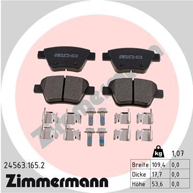 24563 ZIMMERMANN with bolts/screws, Photo corresponds to scope of supply, with spring Height: 53mm, Width: 109mm, Thickness: 16mm Brake pads 24563.165.2 buy