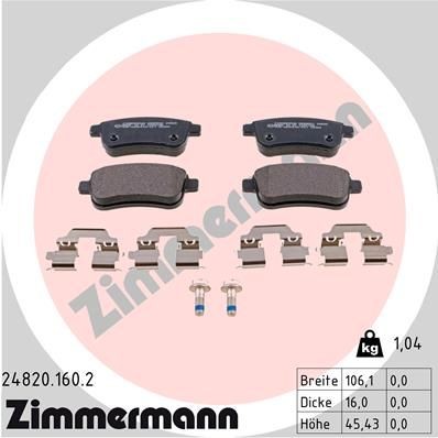 ZIMMERMANN 24820.160.2 Brake pad set with bolts/screws, Photo corresponds to scope of supply, with sliding plate