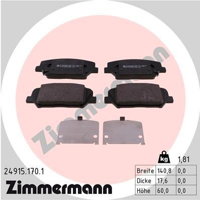 ZIMMERMANN 24915.170.1 Brake pad set HYUNDAI experience and price