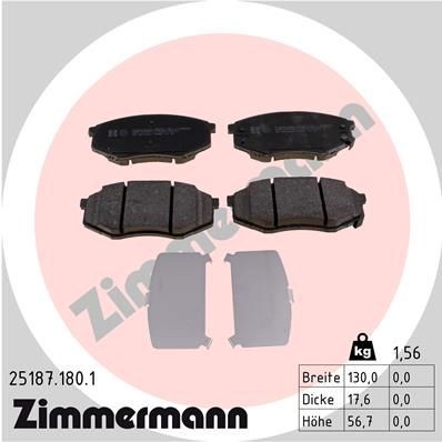 ZIMMERMANN 25187.180.1 Brake pad set with acoustic wear warning, Photo corresponds to scope of supply