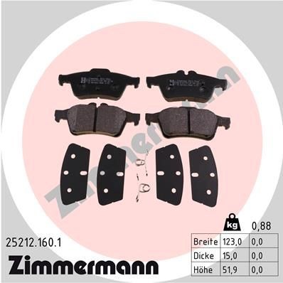 Original ZIMMERMANN 23482 Disc brake pads 25212.160.1 for FORD FOCUS