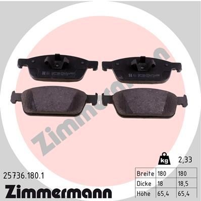 Original ZIMMERMANN 25736 Brake pad kit 25736.180.1 for FORD FOCUS