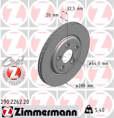 Original ZIMMERMANN Sport-Bremsscheiben 290.2262.20 für JAGUAR S-TYPE