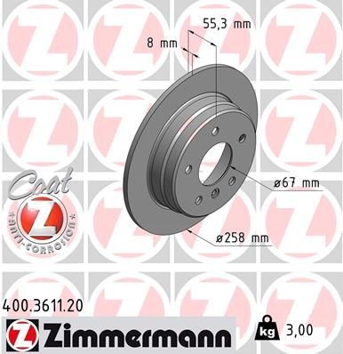 ZIMMERMANN COAT Z 400.3611.20 Brake disc A168423021264