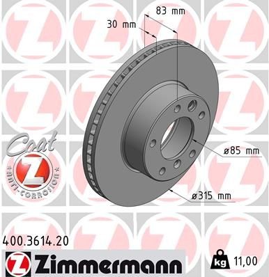 ZIMMERMANN COAT Z 315x30mm, 6/5, 5x130, internally vented, Coated Ø: 315mm, Rim: 5-Hole, Brake Disc Thickness: 30mm Brake rotor 400.3614.20 buy