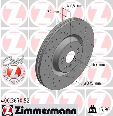 ZIMMERMANN SPORT COAT Z 400.3670.52 Brake disc A1644211512