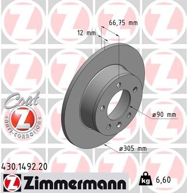 ZIMMERMANN Performance brake discs NISSAN Interstar Van (X70) new 430.1492.20