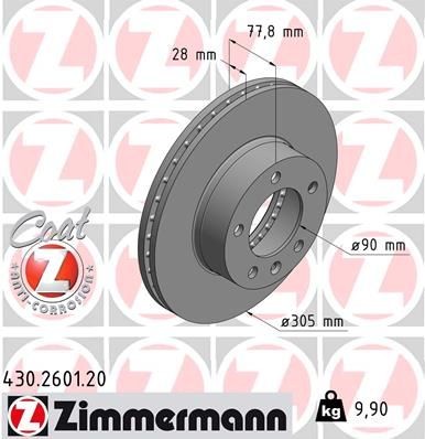 ZIMMERMANN Performance brake discs Nissan Interstar Van new 430.2601.20