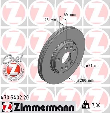 Original ZIMMERMANN Brake disc 470.5402.20 for MERCEDES-BENZ CITAN
