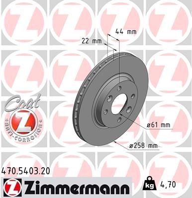 ZIMMERMANN Disc brakes rear and front RENAULT Twingo 3 (BCM_) new 470.5403.20