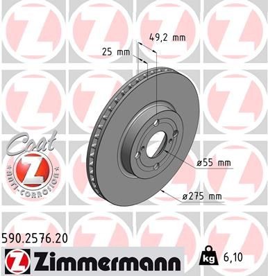 ZIMMERMANN COAT Z 590.2576.20 Brake disc 43512 13 020