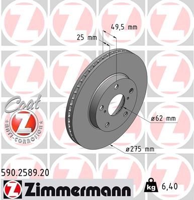 Original 590.2589.20 ZIMMERMANN Disc brake set TOYOTA