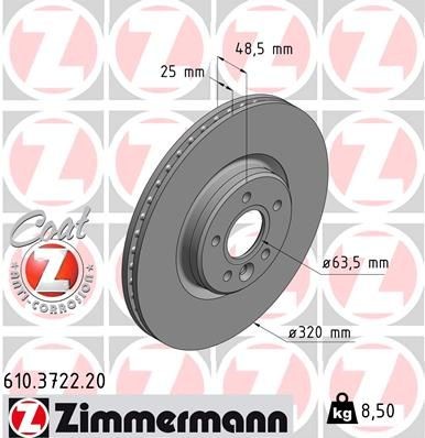 ZIMMERMANN COAT Z 610.3722.20 Brake disc 3140093-8
