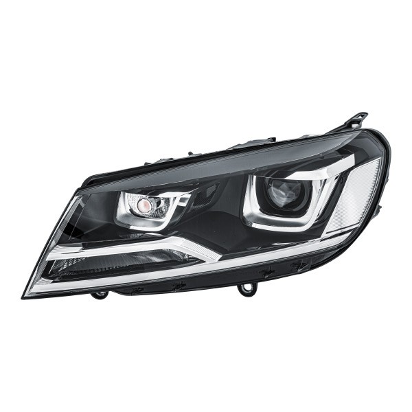 HELLA 1EL 011 937-311 Headlight Left, Gas Discharge Lamp, W21/5W, WY21W, Bi-Xenon, DE, with daytime running light, with low beam, with position light, with high beam, with indicator, for right-hand traffic, without glow discharge lamp, without bulbs, with motor for headlamp levelling, without ballast