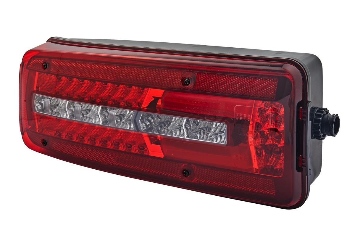 HELLA 2VD 012 381-011 Rear light Left, LED, black, 24V, Crystal clear, red, with indicator failure control, Electromagnetic Compatibility (EMC), with bolts/screws