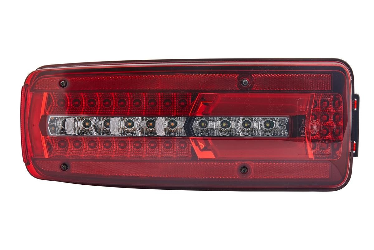 2VD012381-011 Rear tail light 2VD012381-011 HELLA Left, LED, black, 24V, Crystal clear, red, with indicator failure control, Electromagnetic Compatibility (EMC), with bolts/screws