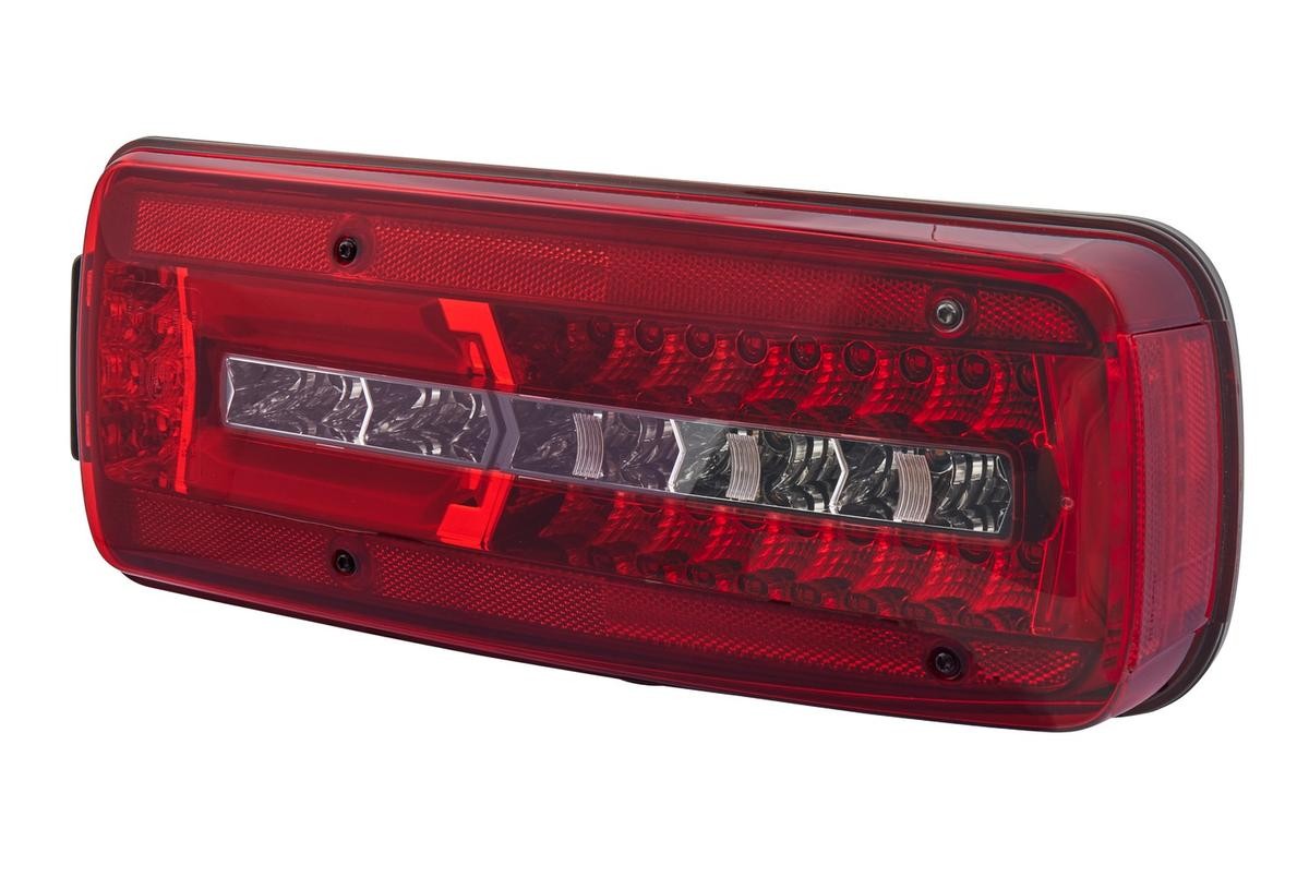 HELLA 2VP 012 381-061 Rear light Right, LED, black, 24V, Crystal clear, red, with back-up alarm, with bolts/screws, Electromagnetic Compatibility (EMC)
