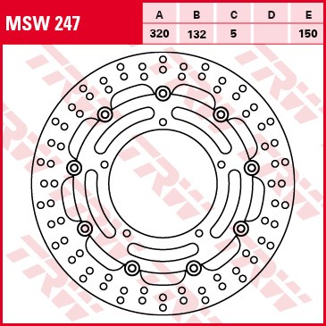 TRW 320x5mm, Perforated, floating brake disc Ø: 320mm, Brake Disc Thickness: 5mm Brake rotor MSW247 buy