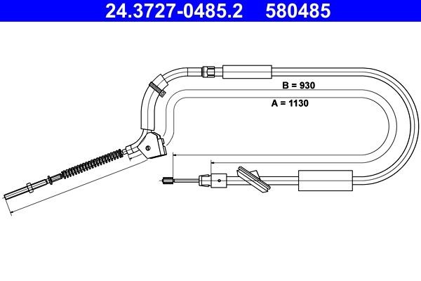ATE 24.3727-0485.2 Hand brake cable 1130mm