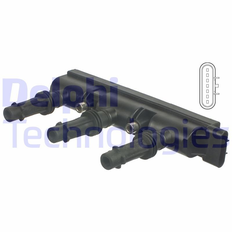 DELPHI GN10477-12B1 Ignition coil 6-pin connector, 12V, Connector Type SAE
