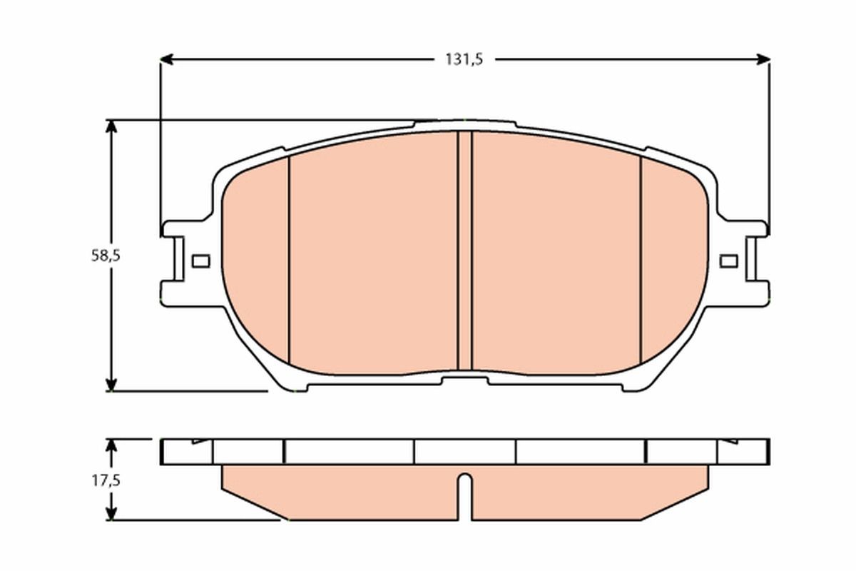 23806 TRW not prepared for wear indicator Height: 58,5mm, Width: 131,5mm, Thickness: 17,5mm Brake pads GDB3628 buy