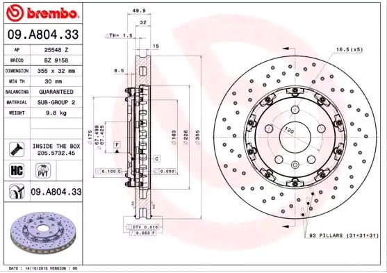 09A80433 Brake disc BREMBO 09.A804.33 review and test
