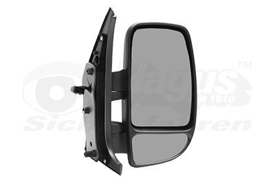 VAN WEZEL 4387802 Wing mirror Right, black, Complete Mirror, Convex, for manual mirror adjustment, Short mirror arm