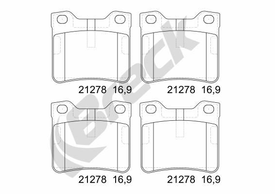 BRECK prepared for wear indicator Height: 57,4mm, Thickness: 16mm Brake pads 21278 10 701 00 buy