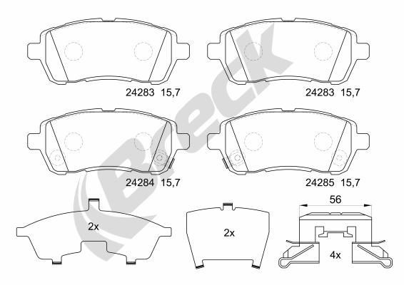 BRECK 24283 00 702 10 Brake pad set with acoustic wear warning