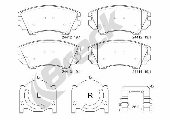 24412 00 701 10 BRECK Brake pad set SAAB with acoustic wear warning, with accessories