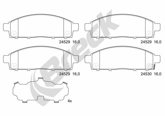 BRECK 24529 00 701 10 Brake pad set with acoustic wear warning