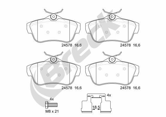 BRECK 24578 00 702 00 Brake pad set with accessories