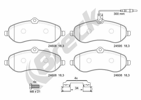 BRECK 24595 00 701 00 Brake pad set incl. wear warning contact, with integrated wear sensor