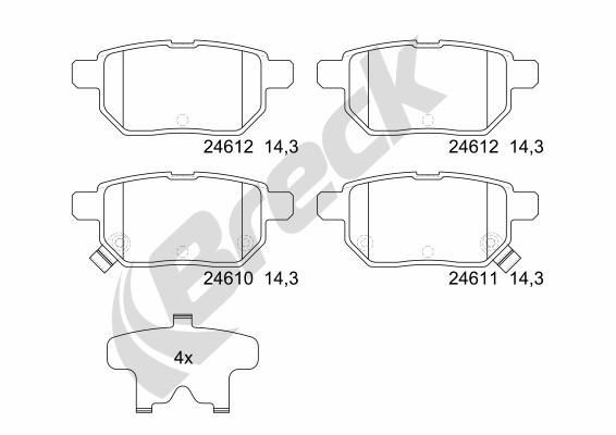 BRECK 24610 00 704 10 Brake pad set with acoustic wear warning