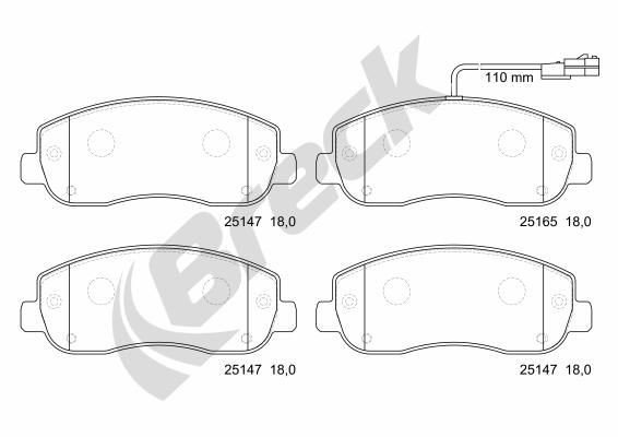 BRECK 25147 00 703 10 Brake pad set incl. wear warning contact, with integrated wear sensor