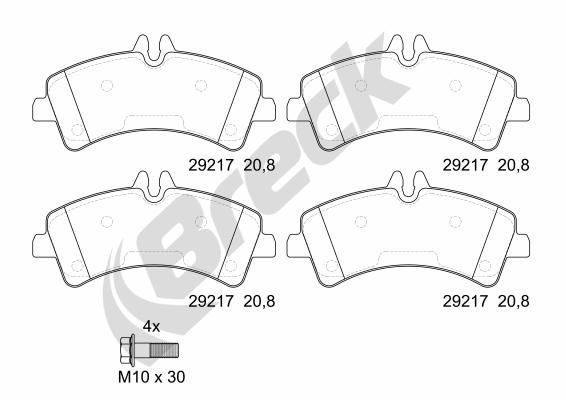 Set of brake pads BRECK prepared for wear indicator - 29217 00 703 00