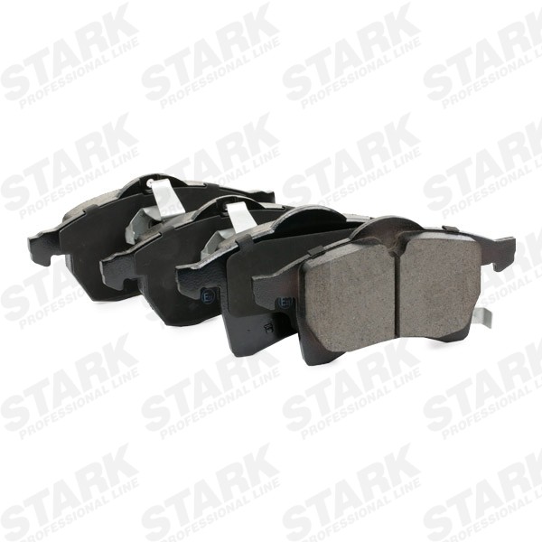 SKBP-0011254 Set of brake pads SKBP-0011254 STARK Front Axle, Low-Metallic, with acoustic wear warning, with piston clip