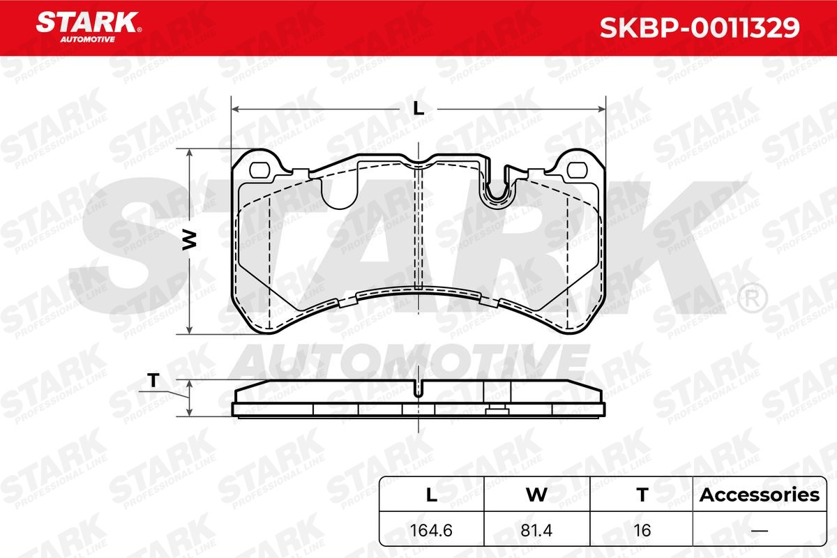 SKBP-0011329 Set of brake pads SKBP-0011329 STARK Front Axle, prepared for wear indicator